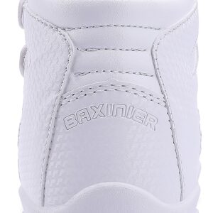 BAXINIER Girls White High Top Cheerleading Shoes Lightweight Youth Cheer Competition Sneakers Training Dance Tennis Shoes - White 4 Big Kid