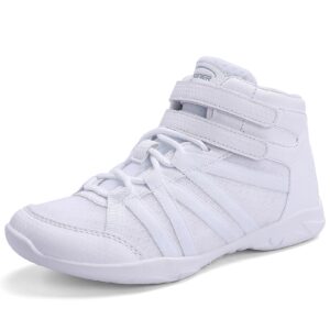 fuqiao girls high top white cheerleading shoes lightweight cheer sneakers