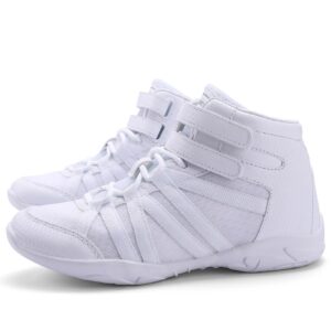 FUQIAO Girls High Top White Cheerleading Shoes Lightweight Cheer Sneakers