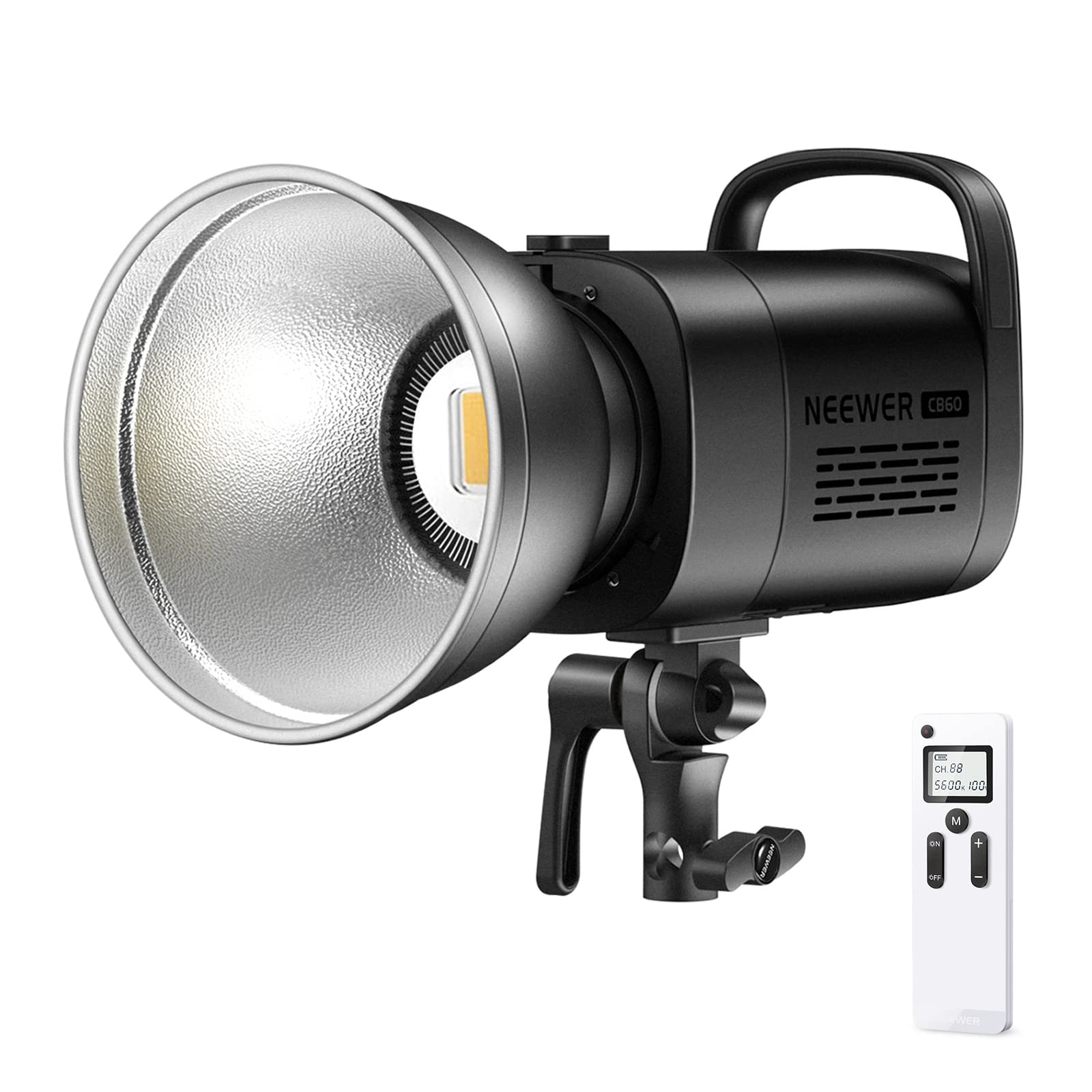 NEEWER Upgraded CB60 70W LED Video Light, 5600K Daylight COB Continuous Output Lighting with Bowens Mount/2.4G Remote CRI/TLCI97+ 9000Lux/1m for Studio/Outdoor Photography Videos Recording (Black)