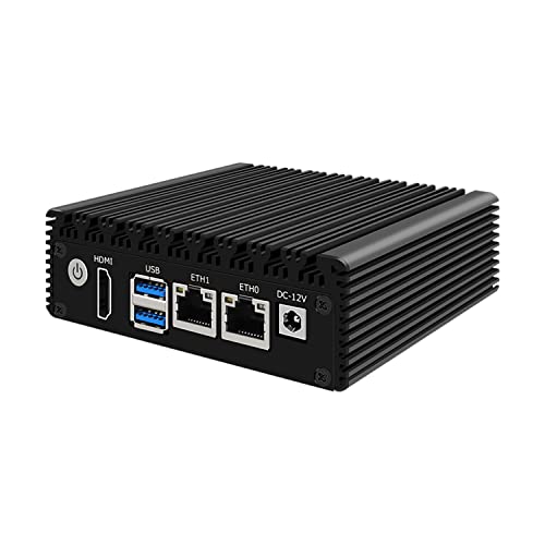HUNSN Micro Firewall Appliance, Mini PC, OPNsense, Untangle, VPN, Router PC, Intel Celeron N3050, RJ13, AES-NI, 2 x Realtek RTL8111H LAN, HDMI, 2 x USB3.0, 4G RAM, 32G SSD
