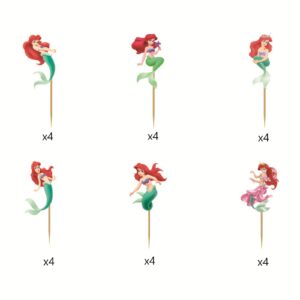 24PCS Mermaid Cupcake Toppers for Princess Happy Birthday Cupcake Decorations for Kids Birthday Party Mermaid Party Supplies Favors for Baby Shower, Birthday Party, Mermaid Theme Party,