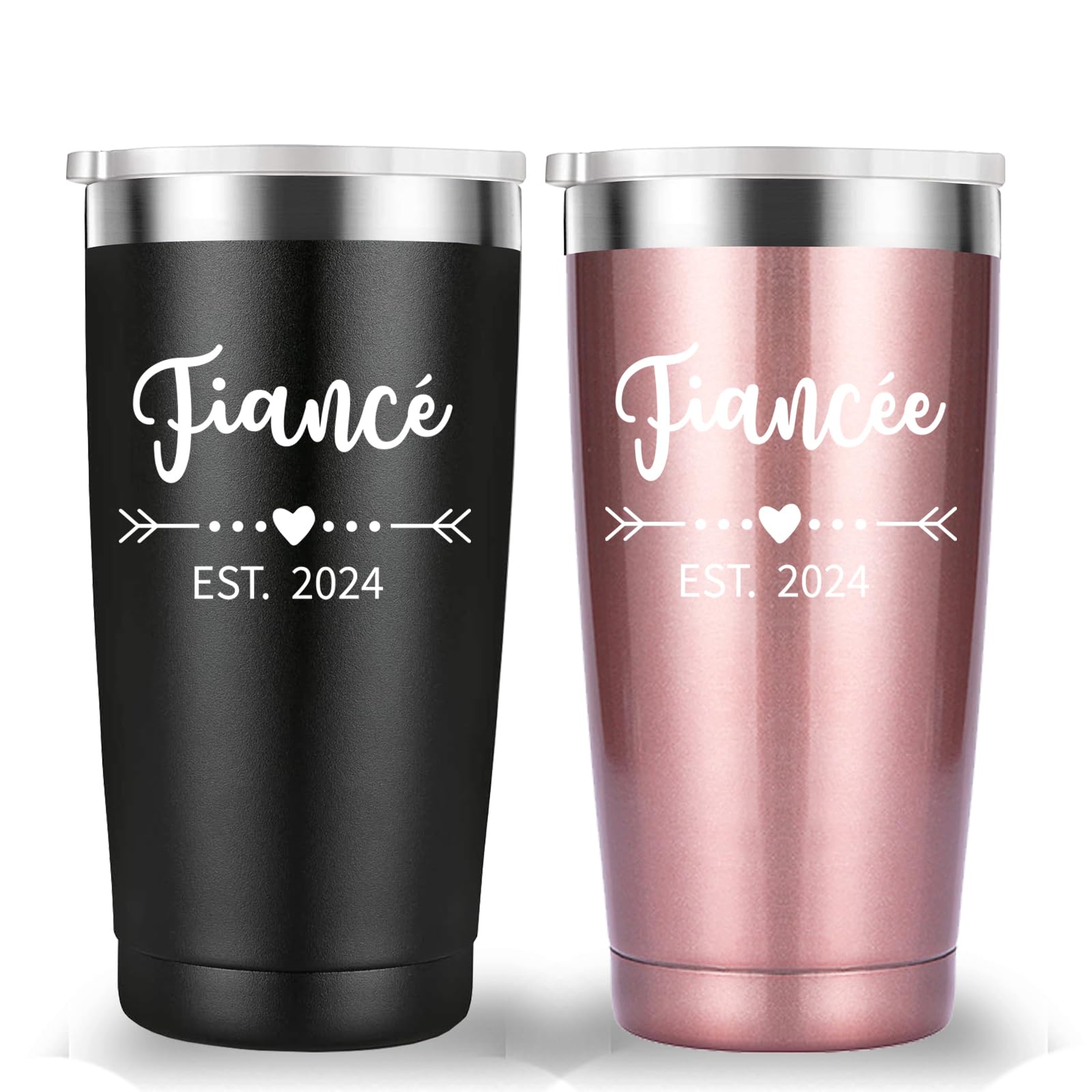 Mamihlap Engagement Gifts for Couple Tumbler.Boyfriend Girlfriend Fiance Fiancee Gift for Him and Her.Gift for Newly Engaged Anniversary Bride Groom Mr Mrs Him Hers(20oz Black&Rose Gold)