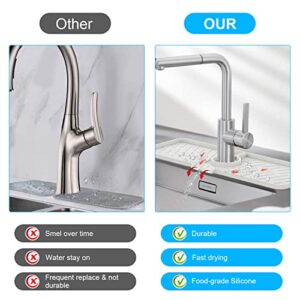 Silicone Faucet Splash Guard, 18” x 6.3” Faucet Water Catcher Mat, Longer Silicone Sink Mat, Faucet Handle Drip Catcher Tray Mat for Kitchen Countertop and Sink Protectors Absorbent Mat (White)