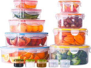 food storage containers with lids airtight 14 pcs, plastic food containers for pantry & kitchen organization, bpa free, leak proof, freezer & microwave & dishwasher safe