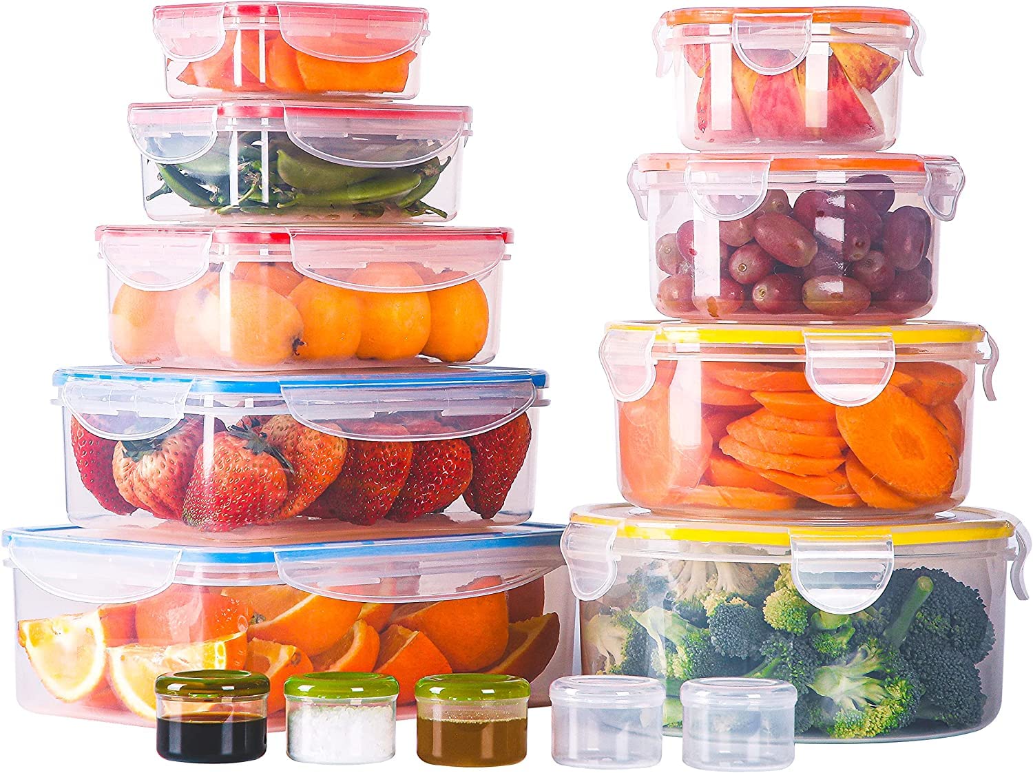 Food Storage Containers with Lids Airtight 14 PCS, Plastic Food Containers for Pantry & Kitchen Organization, BPA Free, Leak Proof, Freezer & Microwave & Dishwasher Safe