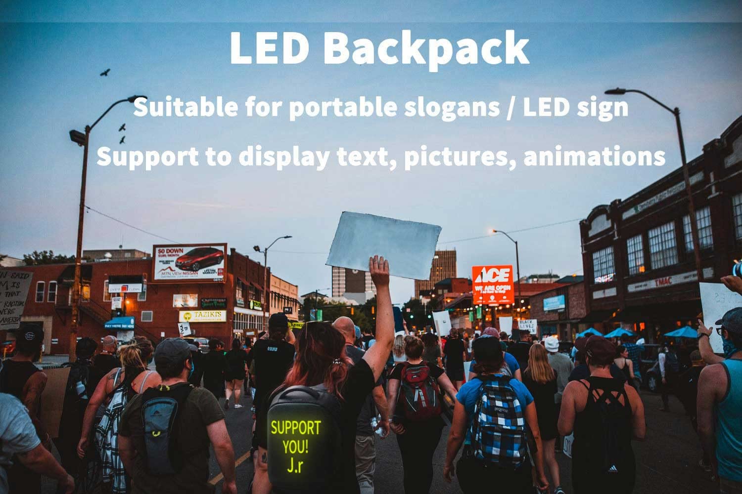 Welaso Smart Bluetooth LED Backpack with Colorful LED Sign Panel and Programmable, DIY Laptop Daypack Bag,Black (Medium 21L,with Rain Cover)