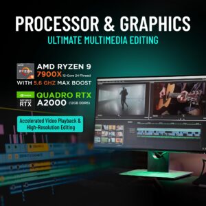 CPU Solutions Express HD Video Editing PC, CEV-8809-64 - HD Video Editing Workstation - Ryzen 9 7900X, 5.6Ghz 12-Core, 64GB DDR5 RAM, 2TB NVMe SSD, Quadro RTX A2000, Windows 11 Pro Computer Tower