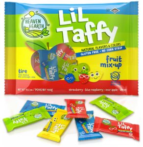 heaven & earth lil taffy fruit mix (approx. 40 count) | natural colors & flavors | no high fructose corn syrup | gluten free | nothing artificial | kosher