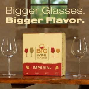 Big Wine Glasses | Set of 2 I Giant Oversized Full Bottle Wine Glasses I Large Red & White Wine Glass with Stem I Ultra Premium, Hand Blown Crystal | Imperial 34 Ounces