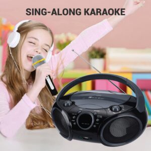 SingingWood NP030AB-CV Portable Karaoke System, Portable CD Player Boombox with Wireless for Home AM FM Stereo Radio, Headphone Jack, Portable Karaoke Supported AC or Battery Powered - Violet