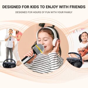 SingingWood NP030AB-CV Portable Karaoke System, Portable CD Player Boombox with Wireless for Home AM FM Stereo Radio, Headphone Jack, Portable Karaoke Supported AC or Battery Powered - Violet