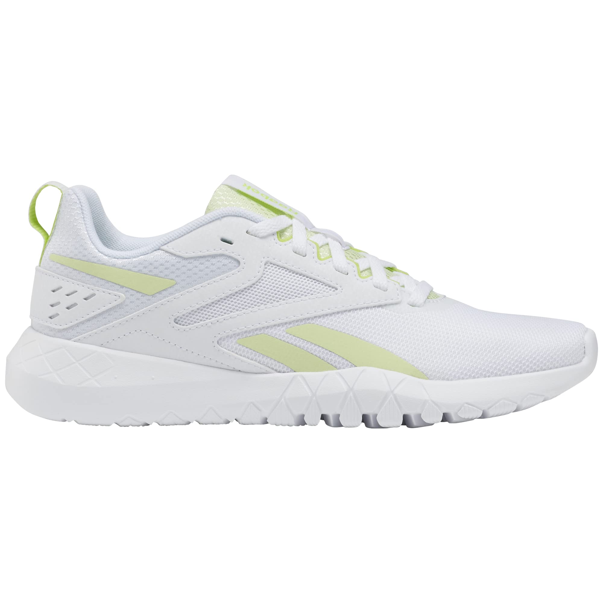 Reebok Women's Flexagon 4 Energy Sneaker, White/Citrus Glow/Laser Lime, 8.5