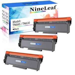 nineleaf (2,600 pages per compatible toner cartridge replacement for brother tn660 tn-660 tn630 to use in mfc-l2720dw l2700dw l2685dw hl-l2360dw l2340dw dcp-l2540dw l2520dw printer (3 pack black)