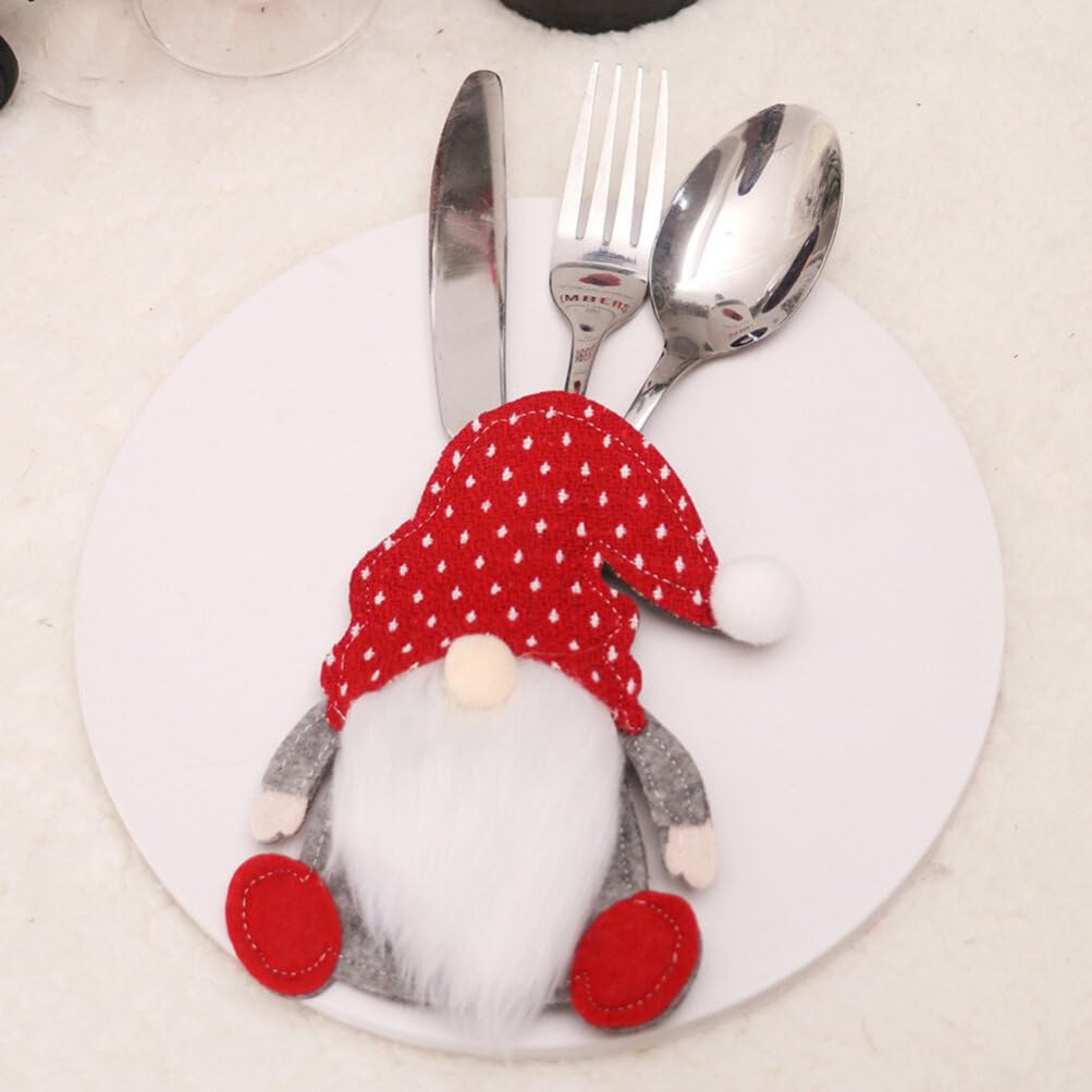 Luxshiny 12pcs Christmas Tableware Bags Gnome Cutlery Bags Xmas Cutlery Pouch Cover Holiday Table Flatware Pouches for Chopsticks Spoon Fork Christmas Table Decorations