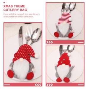 Luxshiny 12pcs Christmas Tableware Bags Gnome Cutlery Bags Xmas Cutlery Pouch Cover Holiday Table Flatware Pouches for Chopsticks Spoon Fork Christmas Table Decorations