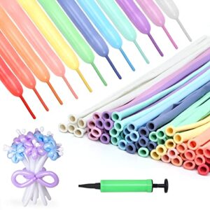 rubfac 150pcs 260 long balloons, 12 assorted colors animal balloons premium pastel latex twisting magic balloon for birthday wedding festival clowns party decorations