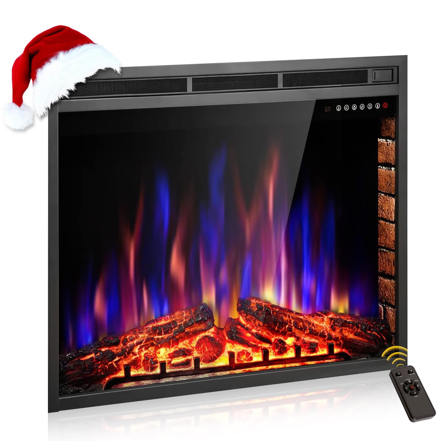 XBeauty 39 Inch Electric Fireplace Insert, Electric Heater with Touch Screen,Colorful Flame & Timer Control,750W-1500W and Remote Control.