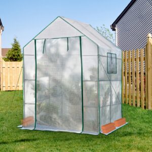 Greenhouses for Outdoors,Portable Walk in Greenhouse for Garden Plants That Need Frost Protection and Away from Pests,Animals(56"x55"x78")-White