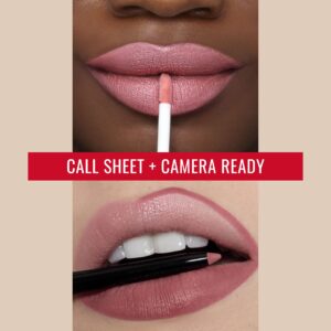 Runway Rogue ‘Call Sheet’ Light-Pink Silk Glam Long Wear Liquid Lipstick Bundle with ‘Camera Ready’ Matte Rose-Pink Designer Liner Lip Liner