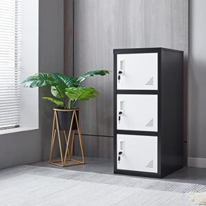 cbntki metal locker storage cabinet for school, gym, home, office employee lock box,steel organizer with 3 doors & keys (1)