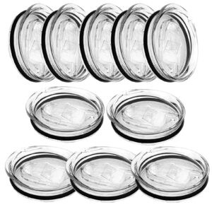 20 oz Tumbler Lids Replacement, Skinny Tumbler Lid Replacement Tumbler Cup Lids for Tumblers Spill Proof, Compatible with Yeti Rambler and More Tumbler Cups (10 Pack) (Black or clear - Assorted)