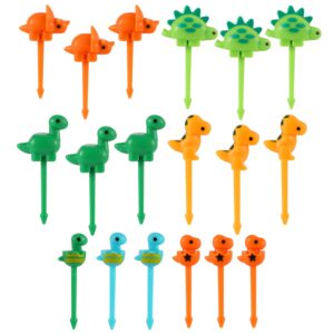 18 pcs dinosaur food picks for kids, cartoon dessert fruit forks toddlers lunch bento box decor cute mini animal toothpick accessories for sandwich, cake, pastry, children, adult, home party