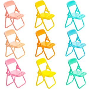 bbiamsleep 9 pcs 1:6 scale colorful miniature chair miniature folding chairs miniature plastic chair mini furniture accessories(random color)