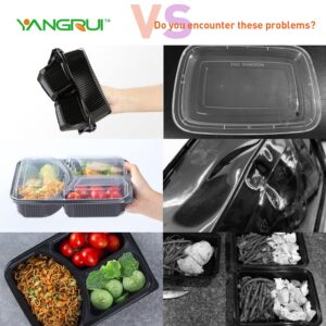 YANGRUI To Go Containers, 40 Pack (40 Trays + 40 Lids) 38oz BPA Free Reusable Take Out Box Shrink Wrap Machine Washable Meal Prep Container