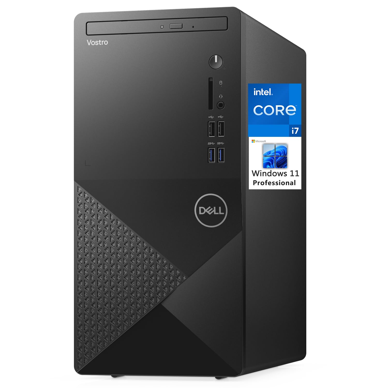 Dell Vostro 3888 Full Size Tower Business Desktop Computer, Intel Octa-Core i7-10700, 16GB DDR4 RAM, 512GB PCIe SSD + 1TB HDD, DVDRW, 802.11AC WiFi, Bluetooth, Keyboard and Mouse, Windows 11 Pro