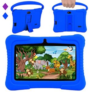 veidoo kids tablet, 7 inch android tablet pc, 2gb ram 32gb rom, safety eye protection screen, wifi, dual camera, games, parental control app, tablet with silicone case(dark blue)