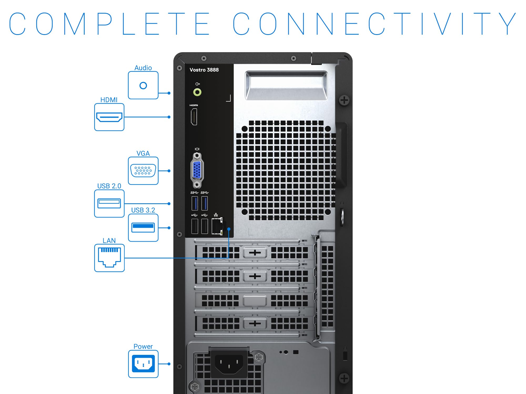 Dell Vostro 3888 Full Size Tower Business Desktop Computer, Intel Octa-Core i7-10700, 32GB DDR4 RAM, 2TB PCIe SSD + 1TB HDD, DVDRW, 802.11AC WiFi, Bluetooth, Keyboard and Mouse, Windows 11 Pro