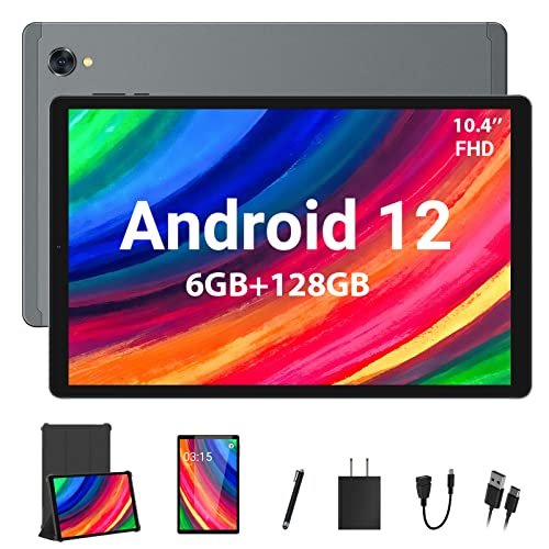 POWMUS Android 12 Tablet 10.4 inch Tablets, 6GB RAM 128GB ROM Tablet, 1TB Expand 8 Core Android Incell 1920 * 1200 IPS Tablet, 2.4G/5G WiFi, 8000mAh, Bluetooth 5.0, GPS, Dual Camera