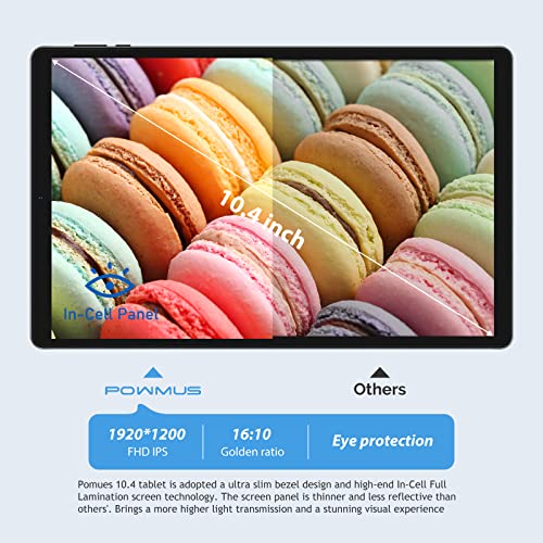 POWMUS Android 12 Tablet 10.4 inch Tablets, 6GB RAM 128GB ROM Tablet, 1TB Expand 8 Core Android Incell 1920 * 1200 IPS Tablet, 2.4G/5G WiFi, 8000mAh, Bluetooth 5.0, GPS, Dual Camera