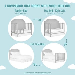 Dream On Me JPMA & Greenguard Gold Certified Milton 5-in-1 Convertible Crib Made with Sustainable New Zealand Pinewood in Pebble Grey, Non-Toxic Finish