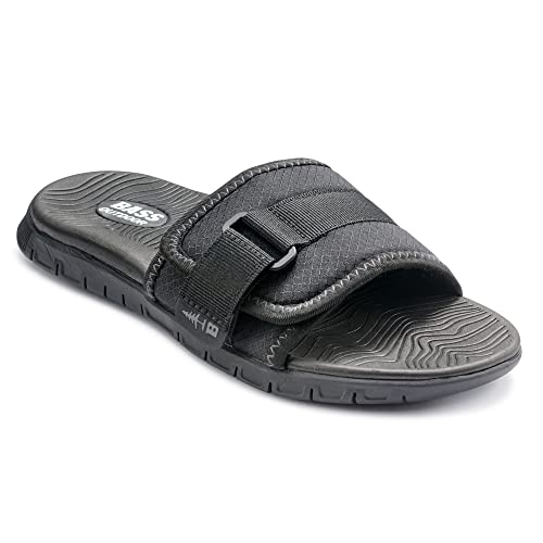 BASS OUTDOOR Topo Women’s Sandals – Open-Toe Slides for Beach or Backyard Hiking Shoe, Black, 9.5