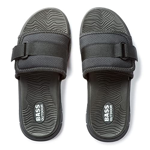 BASS OUTDOOR Topo Women’s Sandals – Open-Toe Slides for Beach or Backyard Hiking Shoe, Black, 9.5