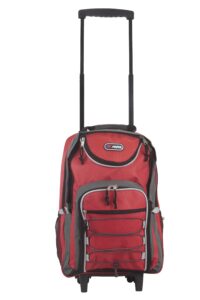 new york xpress double handle rolling backpack with mesh/multi-pockets (red)