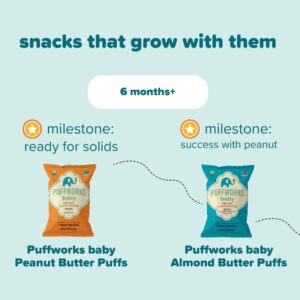 Puffworks baby Organic Peanut Butter Puffs and Puffworks baby Organic Almond Butter Puffs Bundle