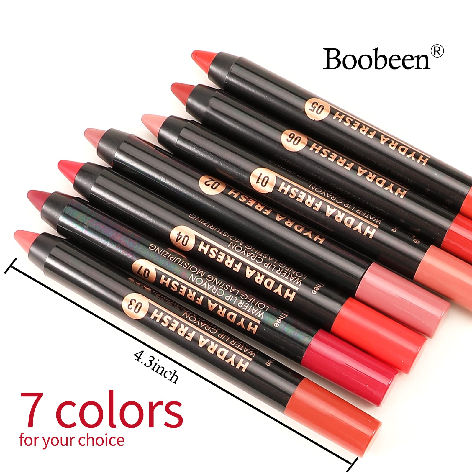 Boobeen Matte Lip Crayon Lipstik Pencil Velvety Creamy Matte Lip Liner Full Coverage High Pigment Waterproof Long Lasting Lipstick for Women, Matte Lip Color with Smooth