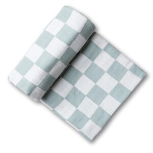 Miaoberry 100% Organic Muslin Swaddle Set| Sage Green Checkered