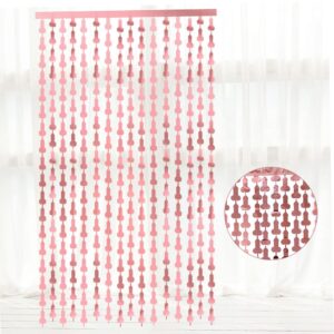 Bachelorette Party Decoration,2 Pack Rose Gold Fringe foil Curtains 3.3 x 6.6 ft