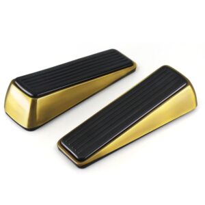 2 Pack Gold Door Stopper - Modern Brass Heavy Duty Door Stop - Large Wedge Holds Doors Firmly and Doesn't Budge - Made of Rubber and Zinc Alloy, Door Weights for Home Premium Door Stopper Office(Gold)