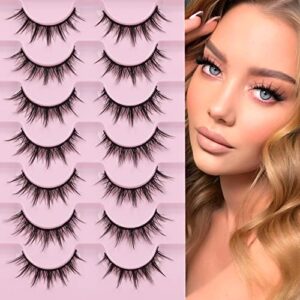 Manga Lashes Natural Look False Eyelashes Anime Lashes Mink Wispy Fluffy Spiky 3D Volume Eyelashes Pack Korean Japanese Asian Cosplay Fake Eyelashes Look Like Individual Cluster 7 Pairs by EYDEVRO