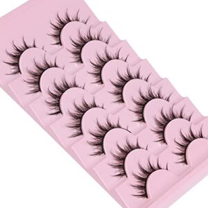 Manga Lashes Natural Look False Eyelashes Anime Lashes Mink Wispy Fluffy Spiky 3D Volume Eyelashes Pack Korean Japanese Asian Cosplay Fake Eyelashes Look Like Individual Cluster 7 Pairs by EYDEVRO