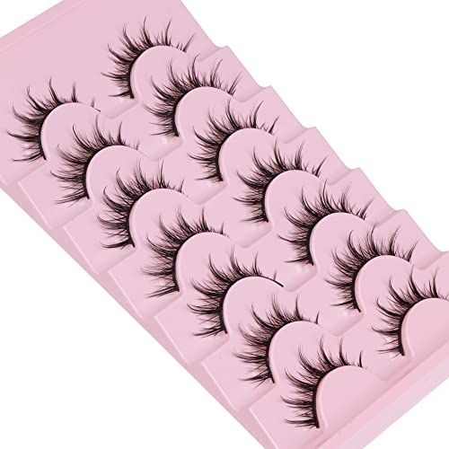 Manga Lashes Natural Look False Eyelashes Anime Lashes Mink Wispy Fluffy Spiky 3D Volume Eyelashes Pack Korean Japanese Asian Cosplay Fake Eyelashes Look Like Individual Cluster 7 Pairs by EYDEVRO