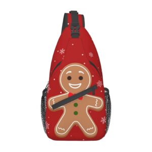 mvirnsw christmas gingerbread funny sling bag crossbody backpack hiking travel daypack chest bag lightweight shoulder bag for women men