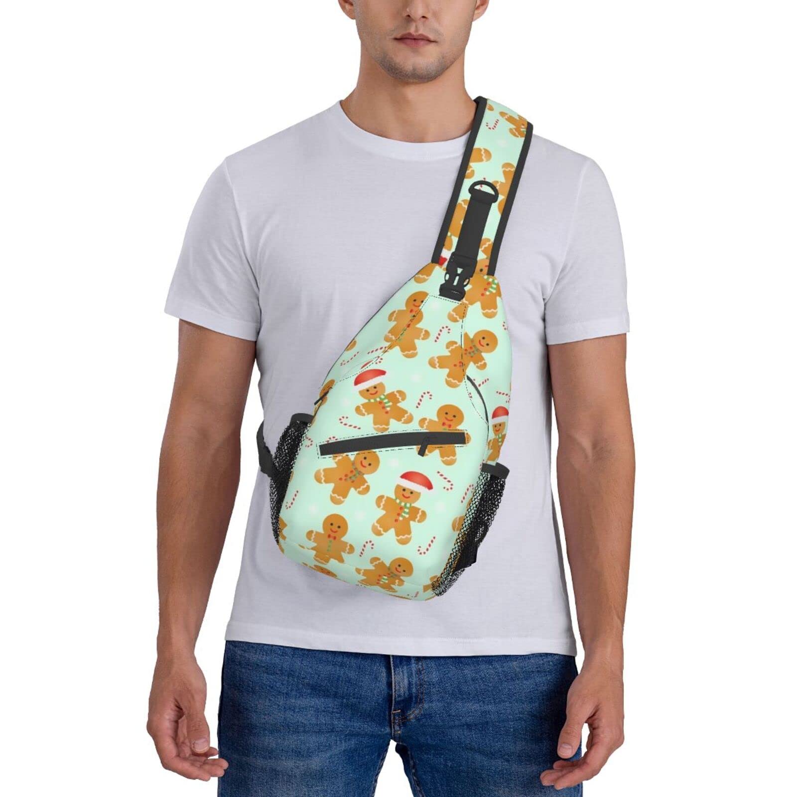 Mvirnsw Gingerbread Men Pattern Sling Bag Crossbody Backpack Hiking Travel Daypack Chest Bag Shoulder Bag For Women Men