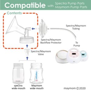 Maymom 15mm Wide Neck Pump Part for Spectra S1/S2 Pumps; Compatible with Syngergy Gold, Motif Luna Pumps; Incl Wide Mouth Flange; Not Original Spectra Flange; Replaces Spectra Shield