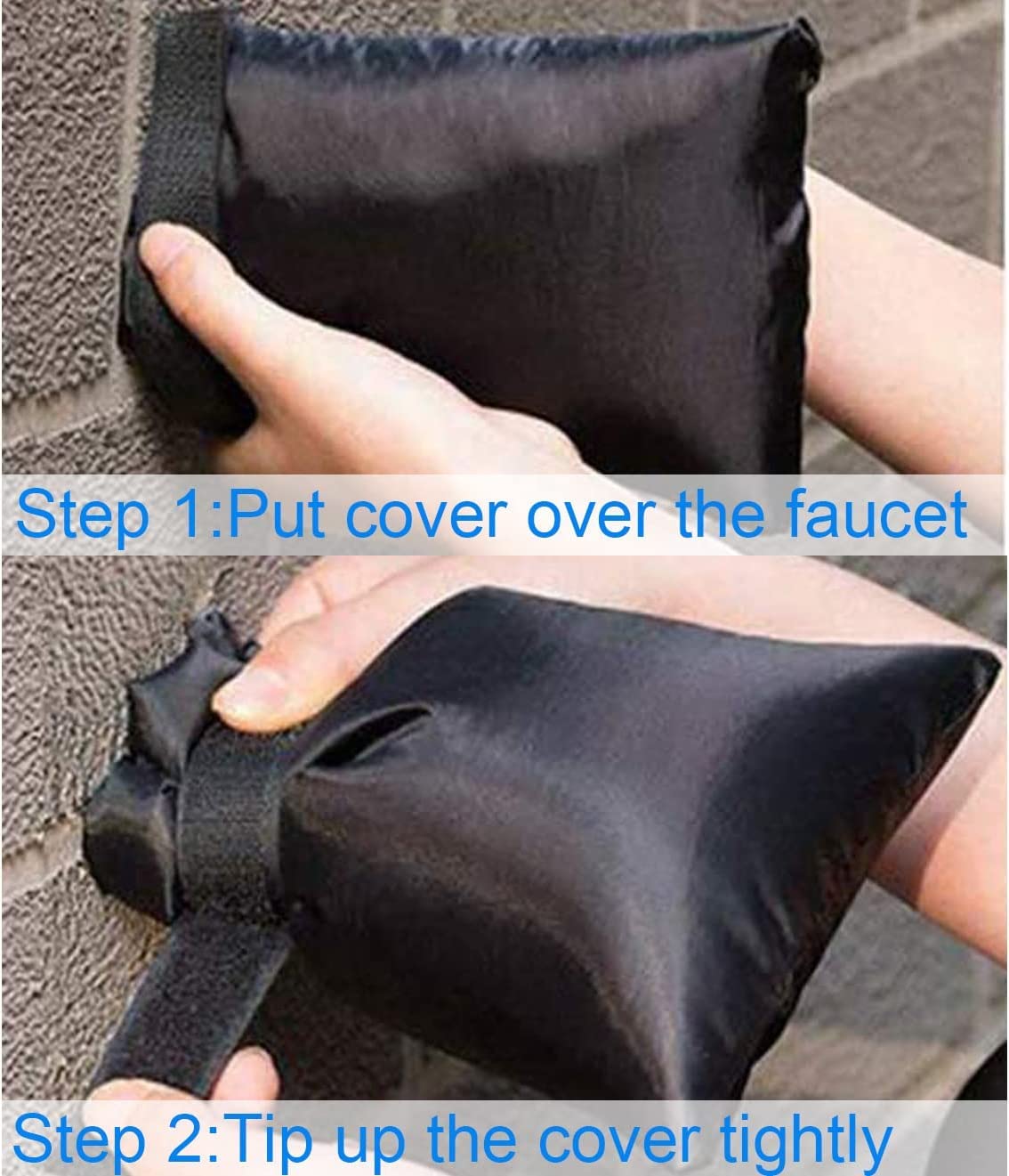 POROLIR Outdoor Faucet Covers for Winter Freeze Protection, Upgraded Thicken 8.5" H x 6.1" W Outside Garden Faucet Socks for Winter Waterproof Reusable Insulated Spigot Hose Bibs Cover, 3 Pack Black